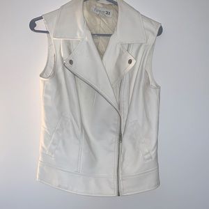 White faux leather sleeveless vest